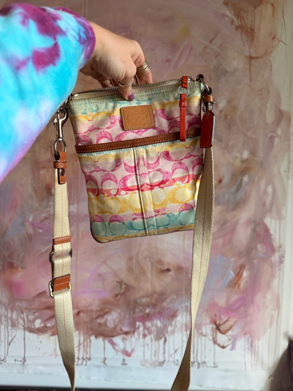 Coach Multicolor Pastel Signature Canvas Crossbody Bag - Picture 10 of 10